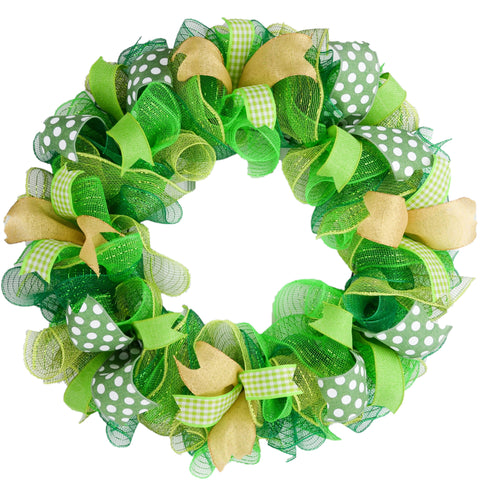 St Patricks Day Wreath | Clover Wreath | Mesh Door Wreath