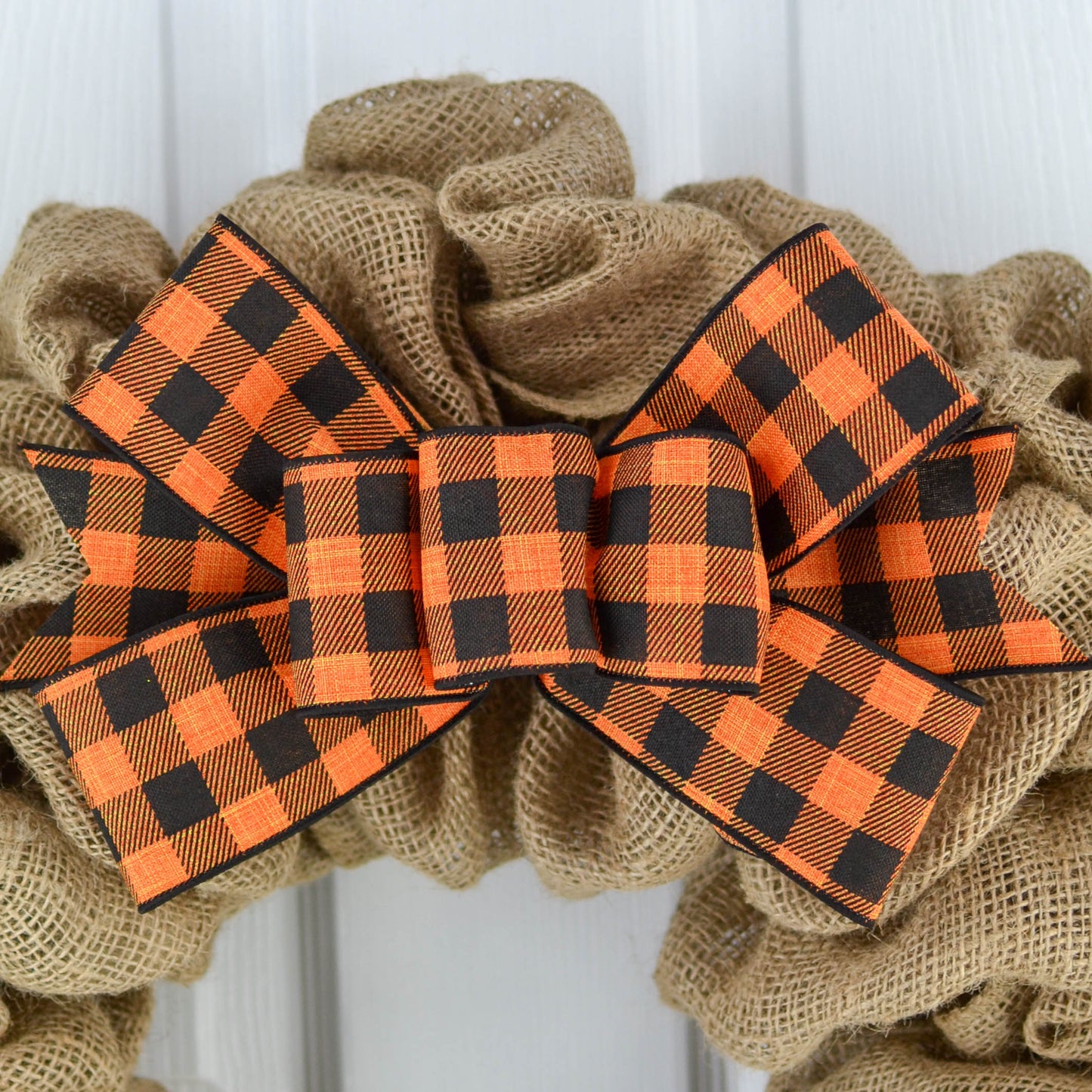 Halloween Buffalo Plaid Wreath Bow - Black Orange Wreath Embellishment for Making Your Own (Copy)