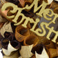 Brown Gold Merry Christmas Mesh Front Door Wreath | Rustic Holiday Decor