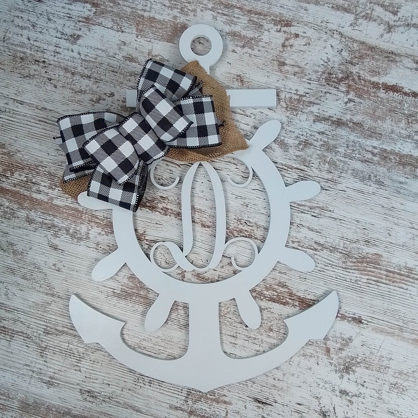 Anchor Letter Door Hanger - Monogram Nautical Gift