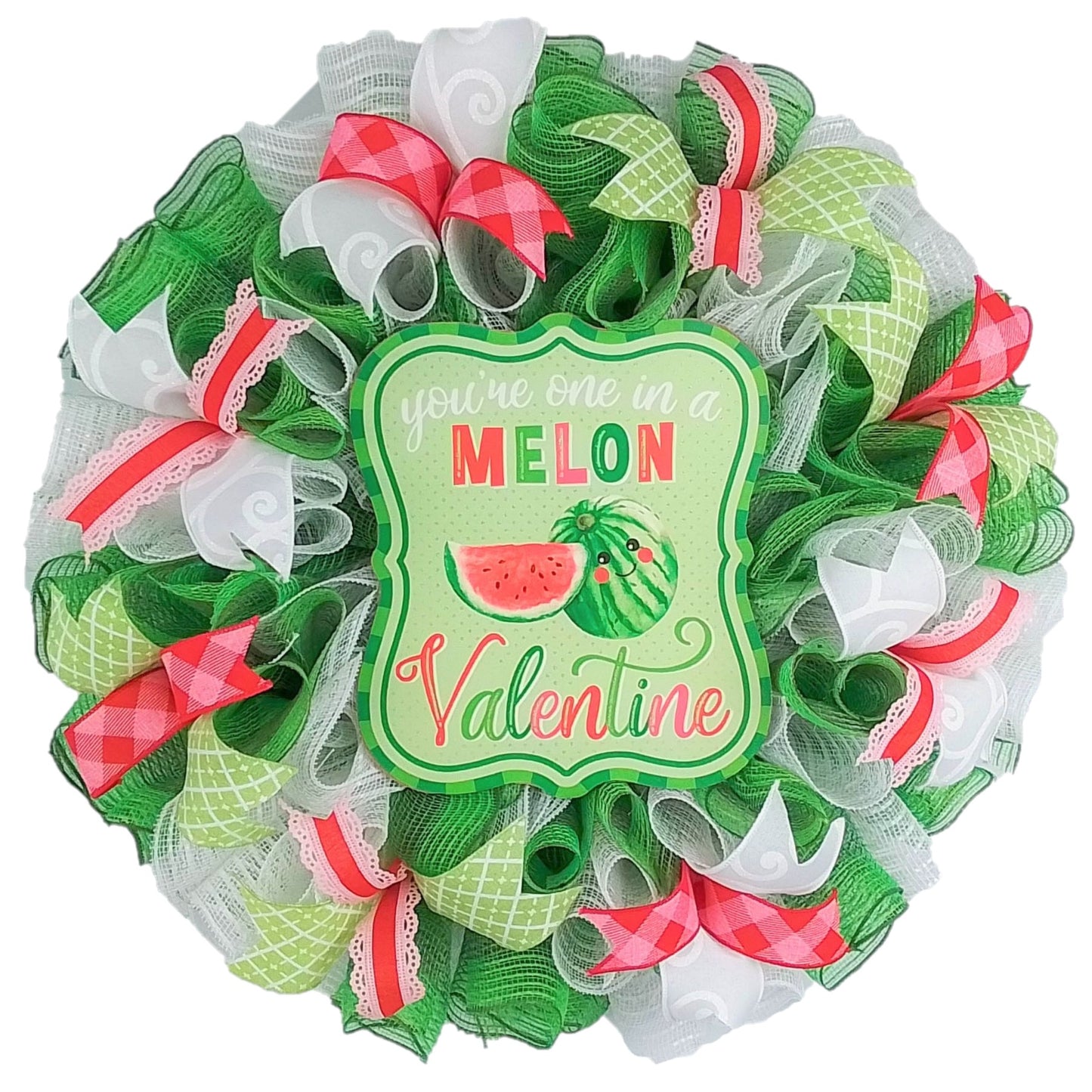 One in a Melon Valentine's Day Wreath - Valentines Mesh Door Wreath - Valentine Wreath
