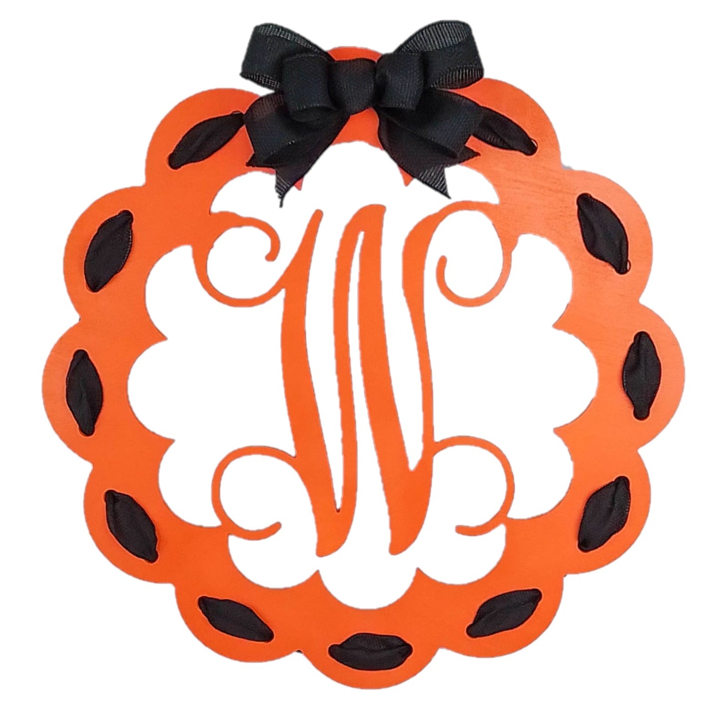 Halloween Door Hanger, Monogram Orange and Black