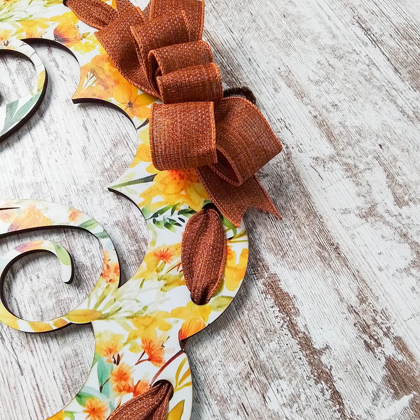 Fall Letter Door Hanger - Wedding Gift - Monogram Initial Front Door Hanger - Floral Burlap