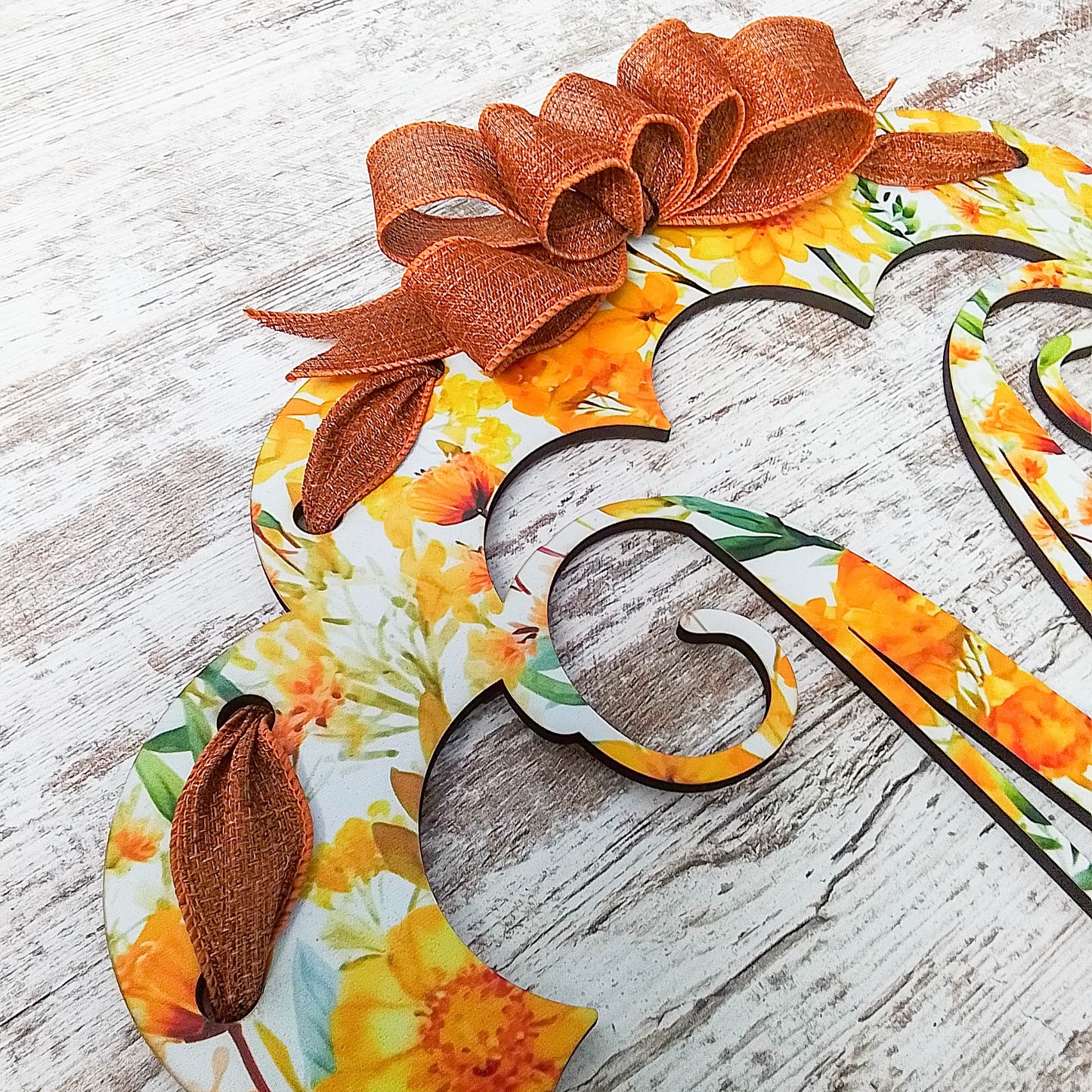 Fall Letter Door Hanger - Wedding Gift - Monogram Initial Front Door Hanger - Floral Burlap