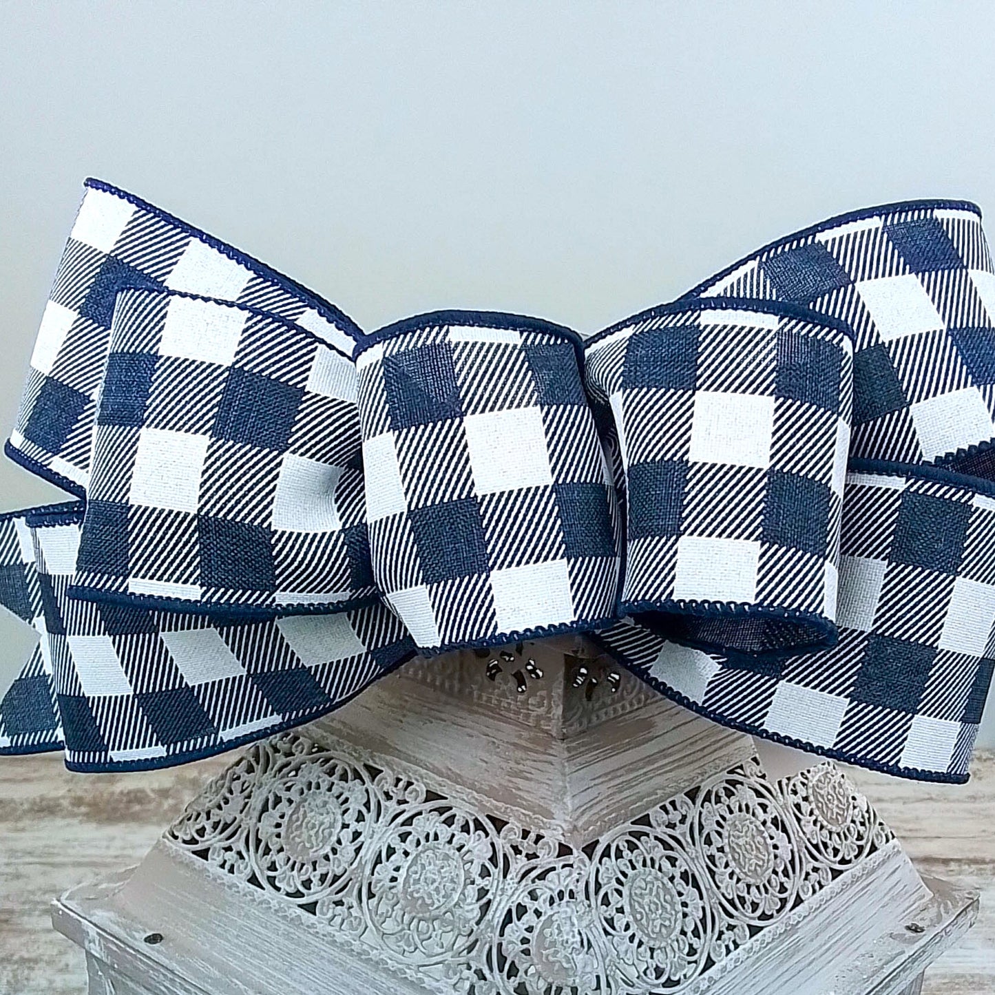 Buffalo Plaid Add On Wreath Bow - Wreath Embellishment for Already Made PreMade Wreath - Farmhouse Extra
