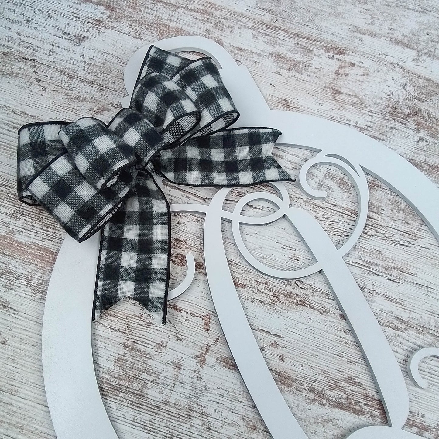 Buffalo Plaid Monogram Decor | Christmas Ornament Initial Door Hanger