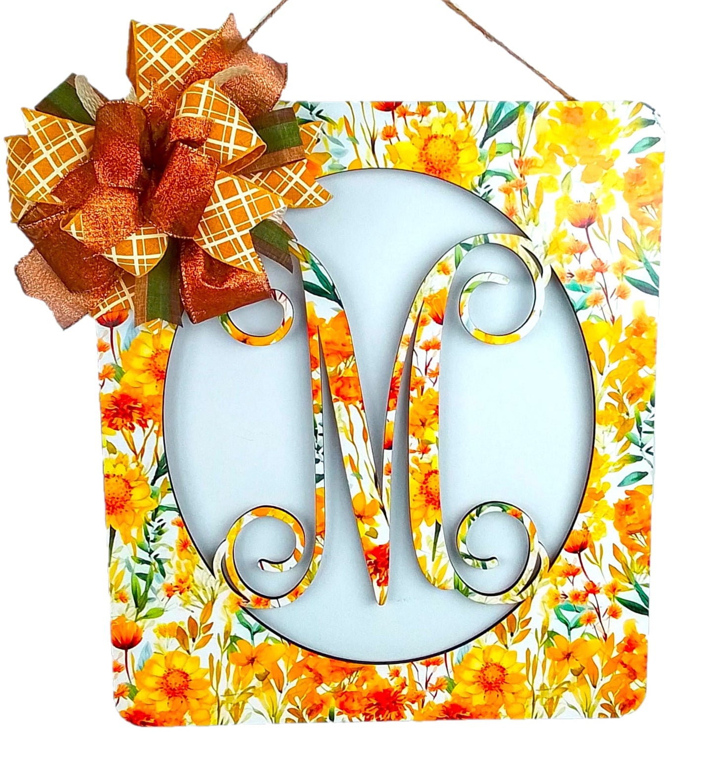 Fall Themed Wooden Monogram Door Hanger, Customizable Sizes, Subtle Home Décor for Autumn