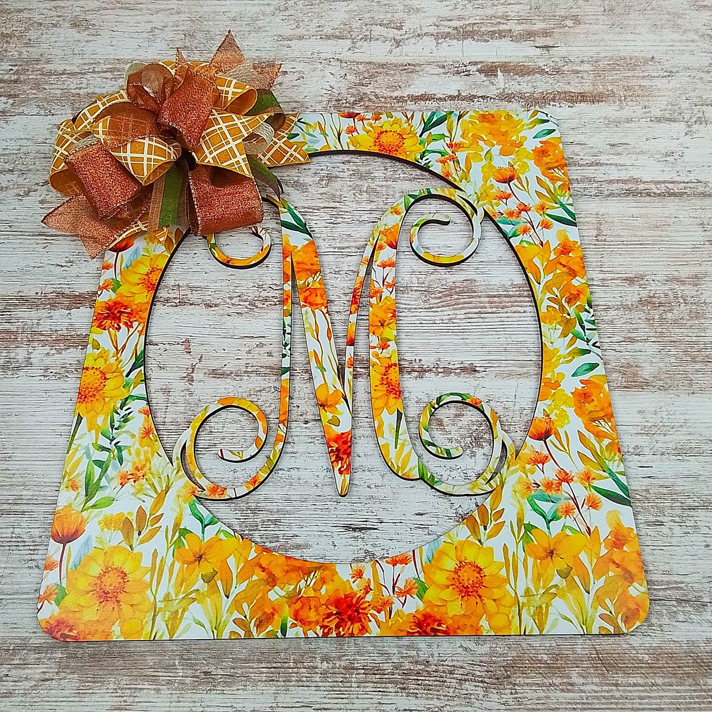 Fall Themed Wooden Monogram Door Hanger, Customizable Sizes, Subtle Home Décor for Autumn