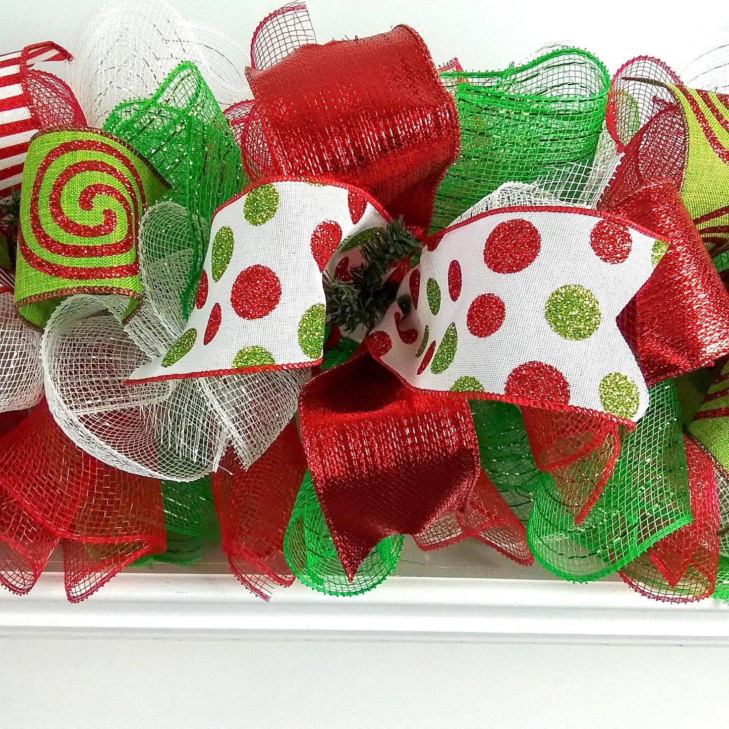 Bright Christmas Garland for Staircase or Mantle - Mantel Decor - Red Lime Green White