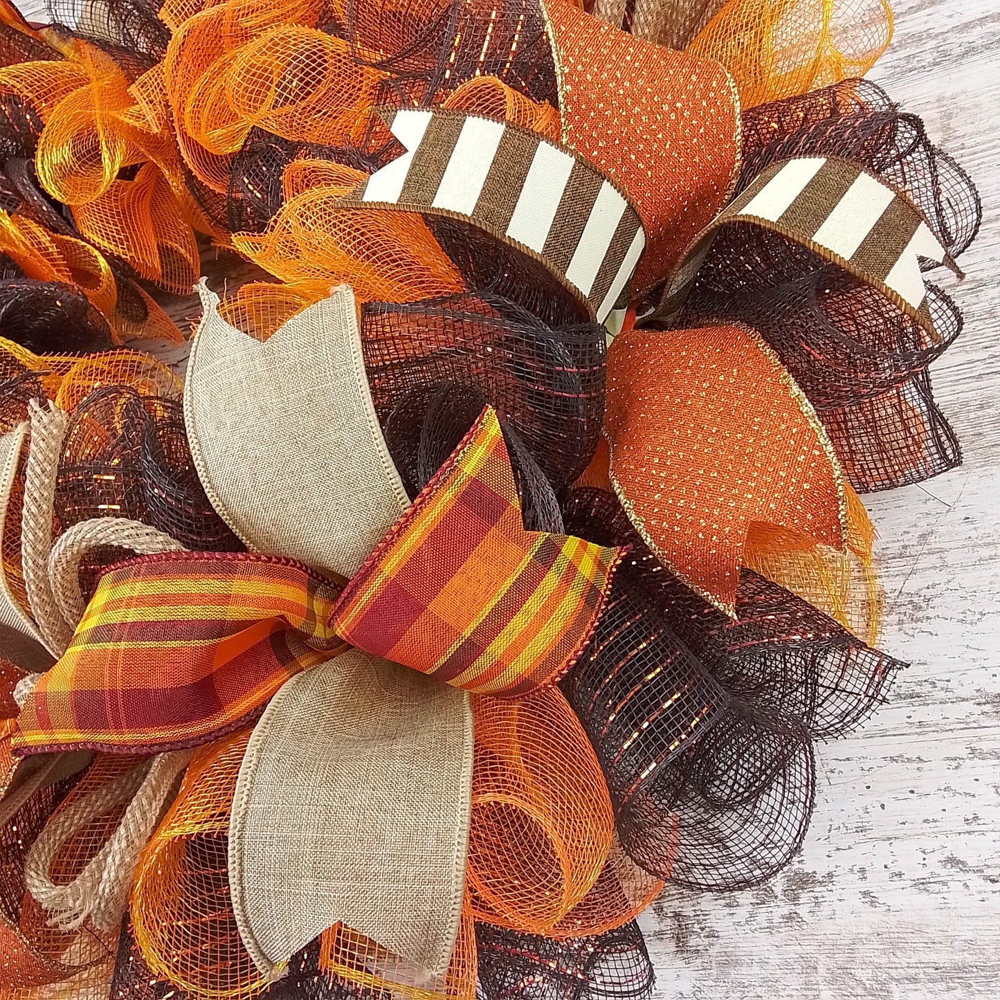 Brown Front Door Wreath for Fall, Welcome Wreath for Thanksgiving : F3