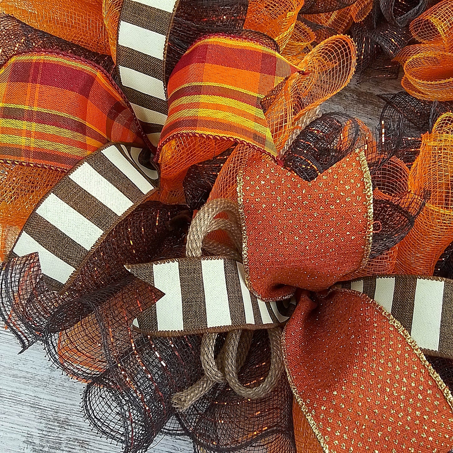 Brown Front Door Wreath for Fall, Welcome Wreath for Thanksgiving : F3