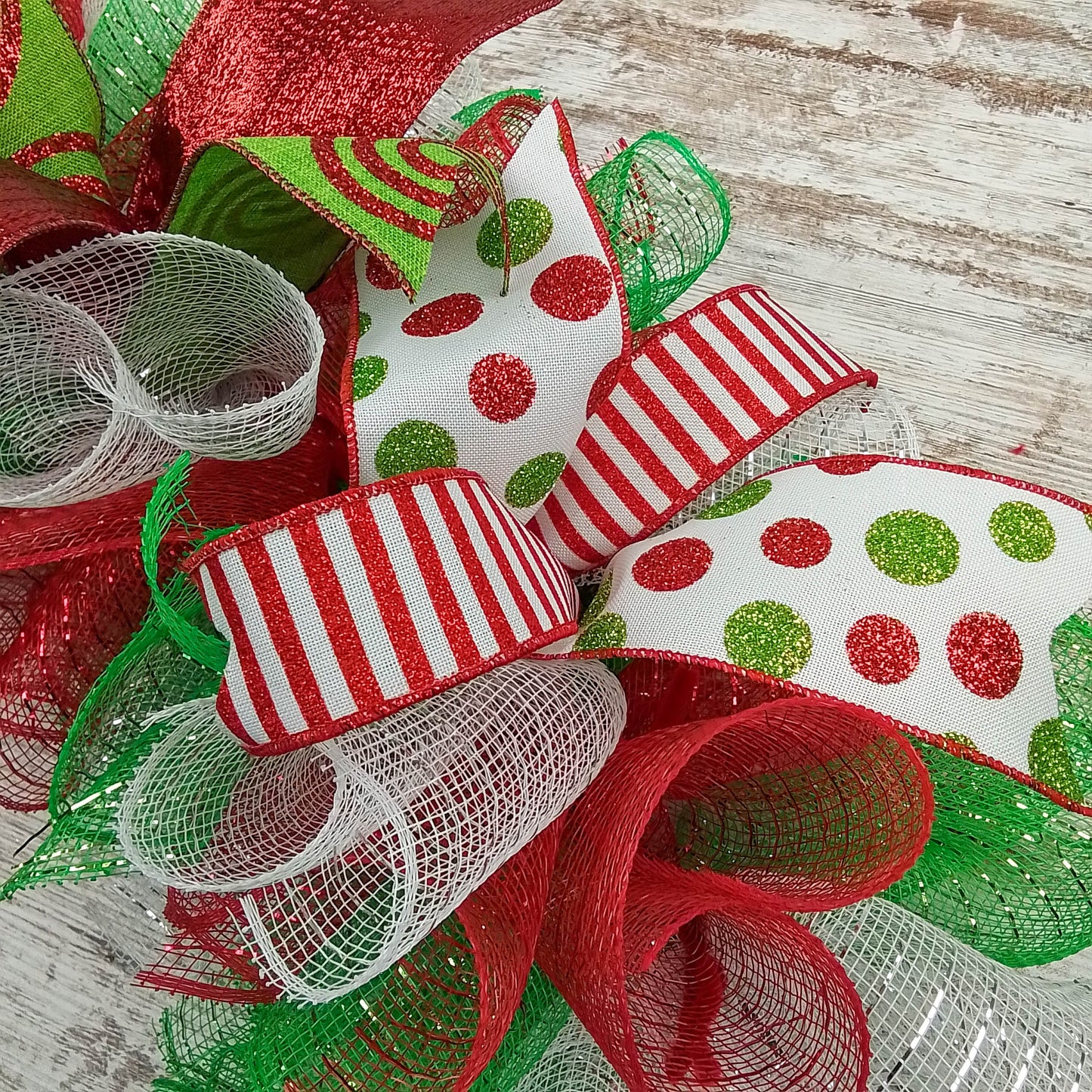 Bright Christmas Garland for Staircase or Mantle - Mantel Decor - Red Lime Green White
