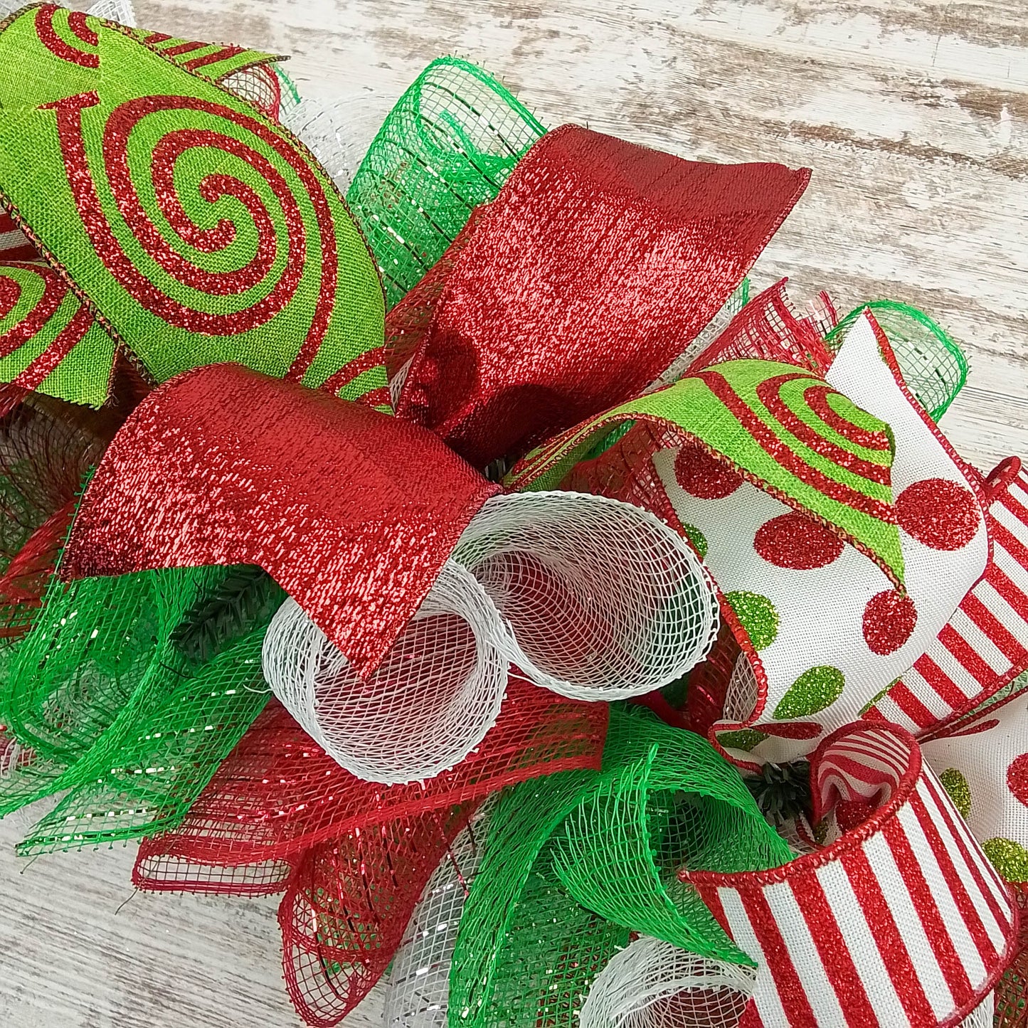 Bright Christmas Garland for Staircase or Mantle - Mantel Decor - Red Lime Green White