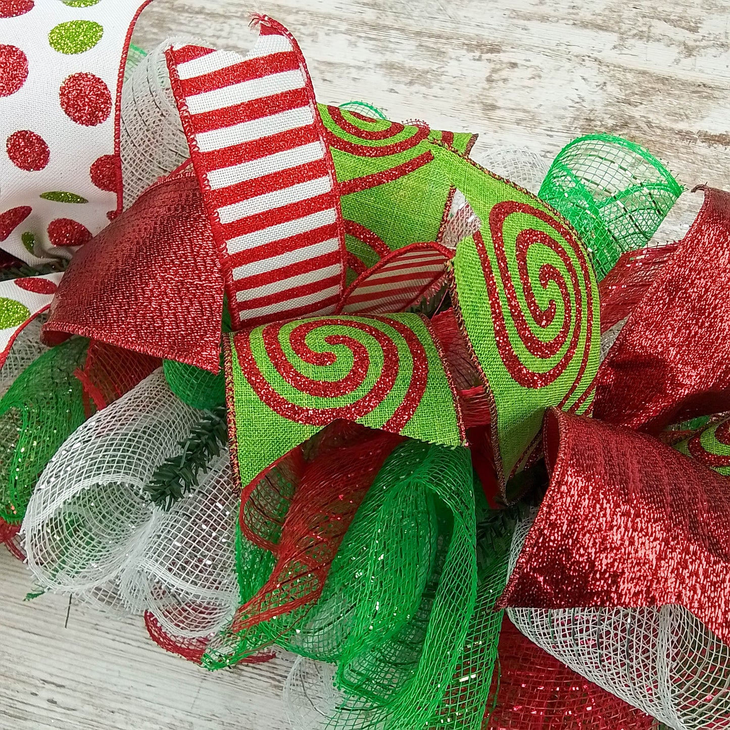 Bright Christmas Garland for Staircase or Mantle - Mantel Decor - Red Lime Green White