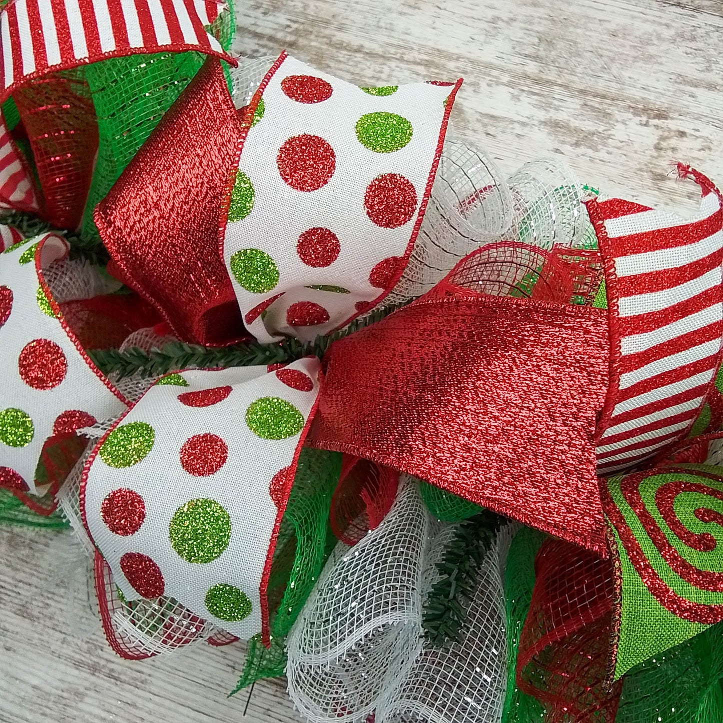 Bright Christmas Garland for Staircase or Mantle - Mantel Decor - Red Lime Green White