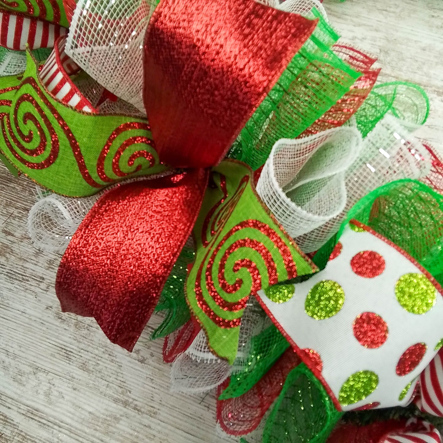 Bright Christmas Garland for Staircase or Mantle - Mantel Decor - Red Lime Green White