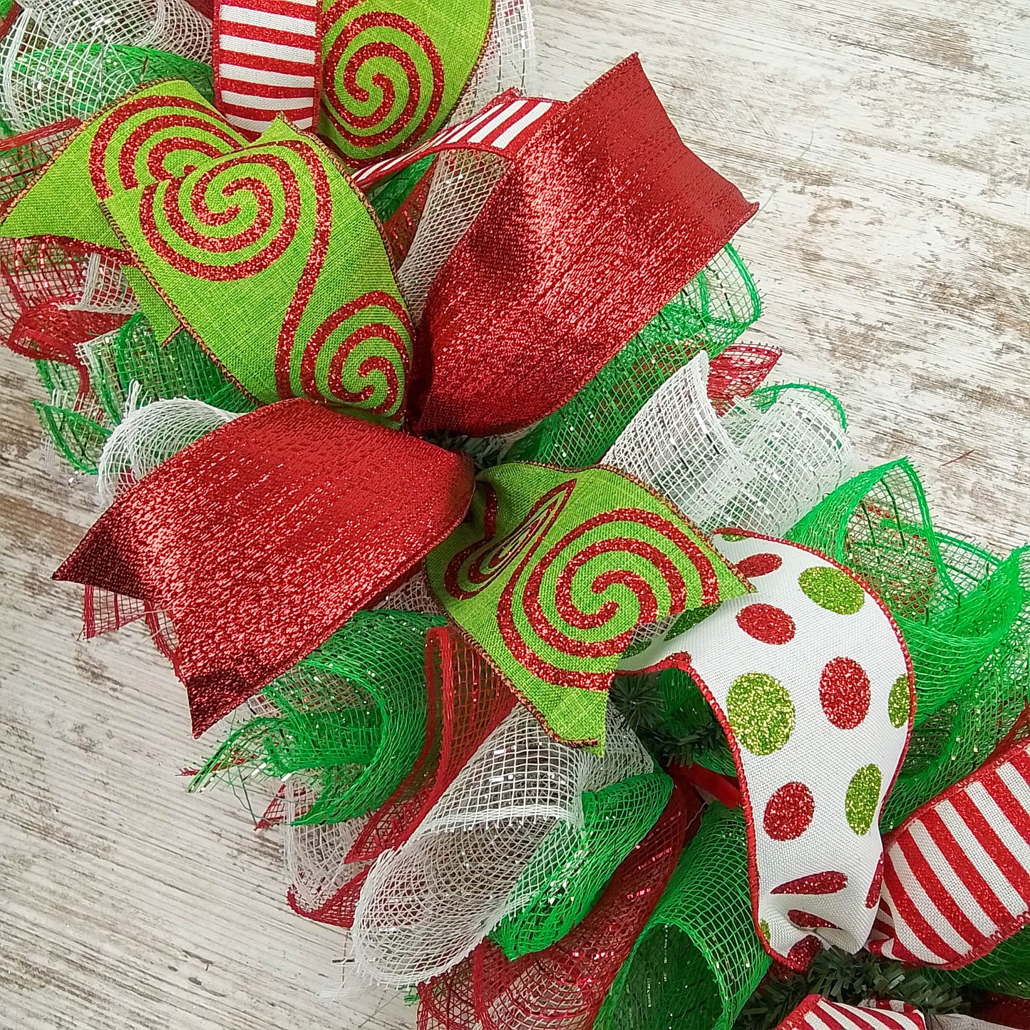 Bright Christmas Garland for Staircase or Mantle - Mantel Decor - Red Lime Green White