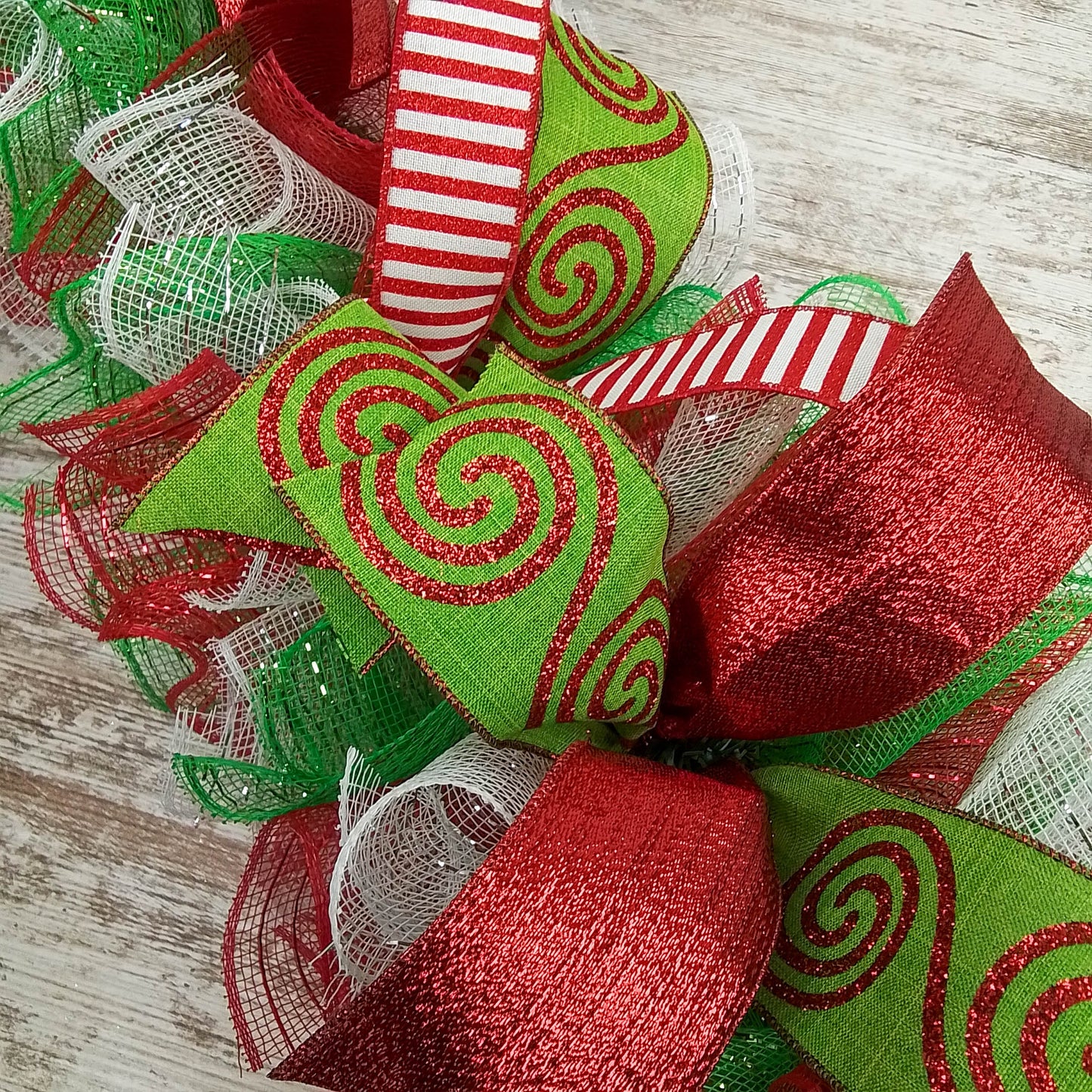 Bright Christmas Garland for Staircase or Mantle - Mantel Decor - Red Lime Green White