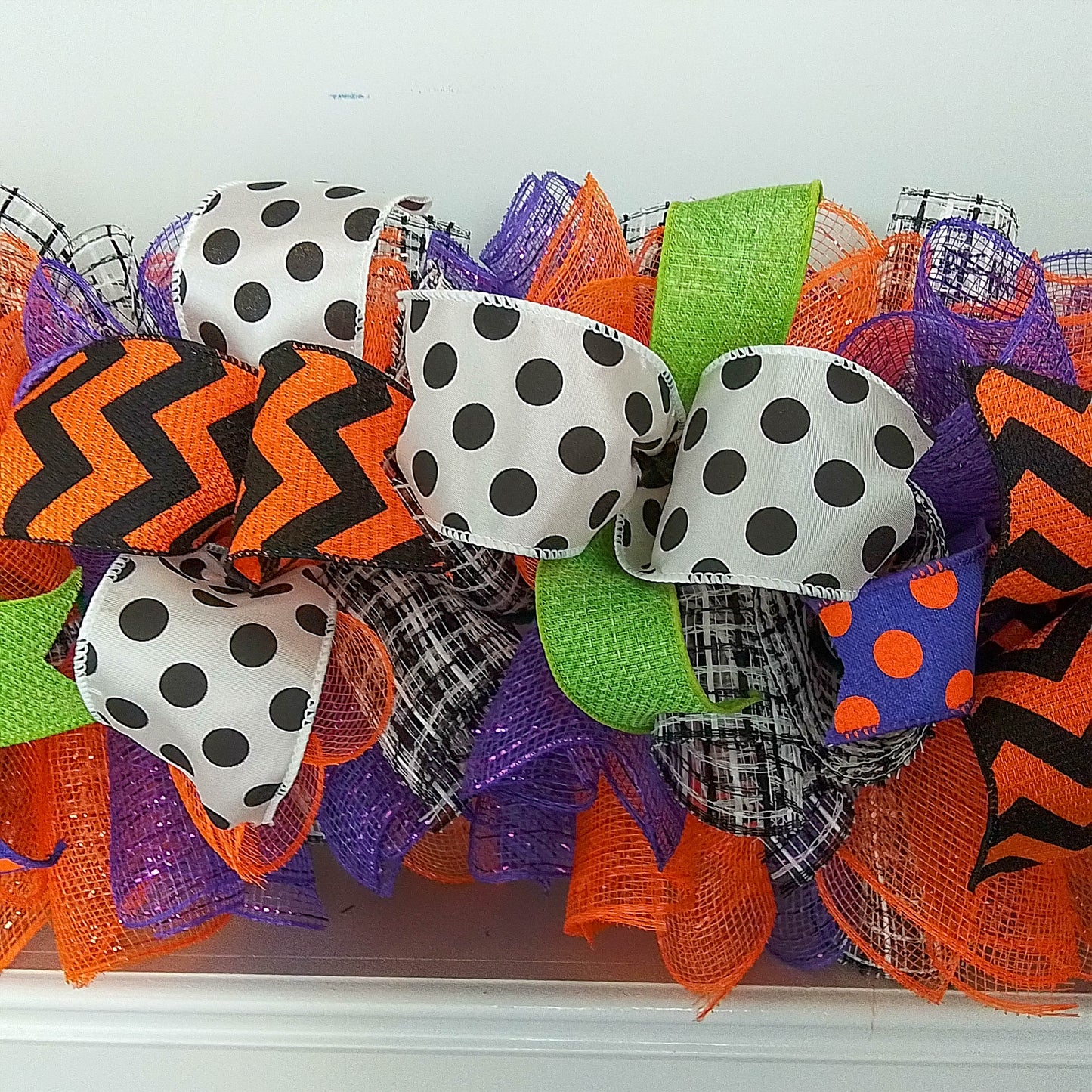 Halloween Garland for Staircase or Mantle - Mantel Decor - Purple Orange Lime Green Black White H2