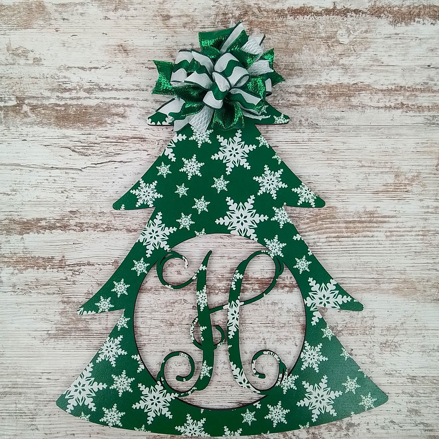 Christmas Tree Door Hanger, Durable Birch Wood Decor, Decorative Holiday Monogram