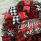 Buffalo Plaid Check Christmas Wreath | Black Red White | Comfy Cozy Are We