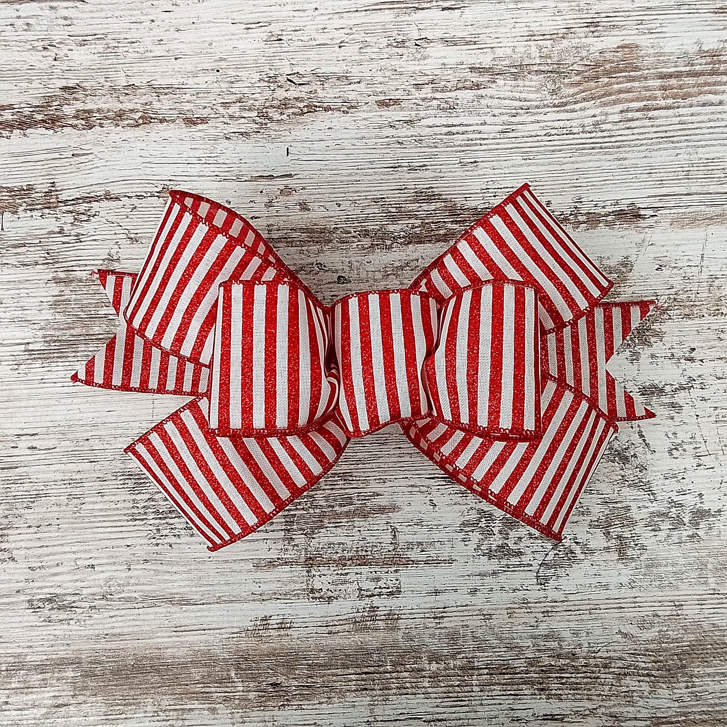 Candy Cane Stripe Christmas Tree Bow with Tails | Red White Emerald Green