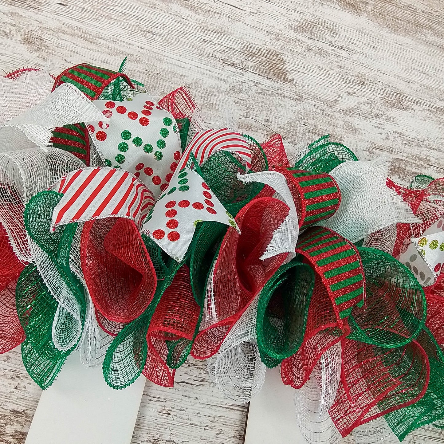 Christmas Elf Skirt and Legs Mesh Wreath | Red White Emerald Green
