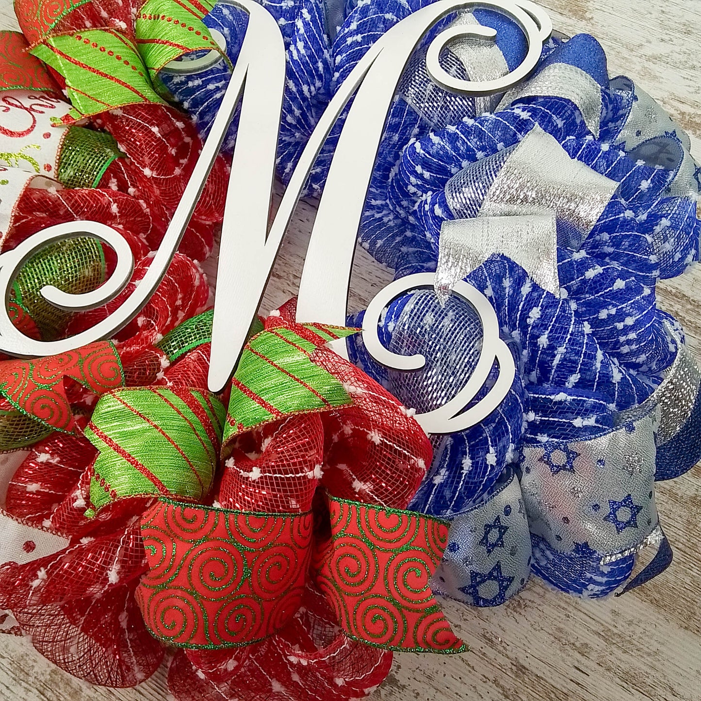 Christmas Hanukkah House Divided Wreath