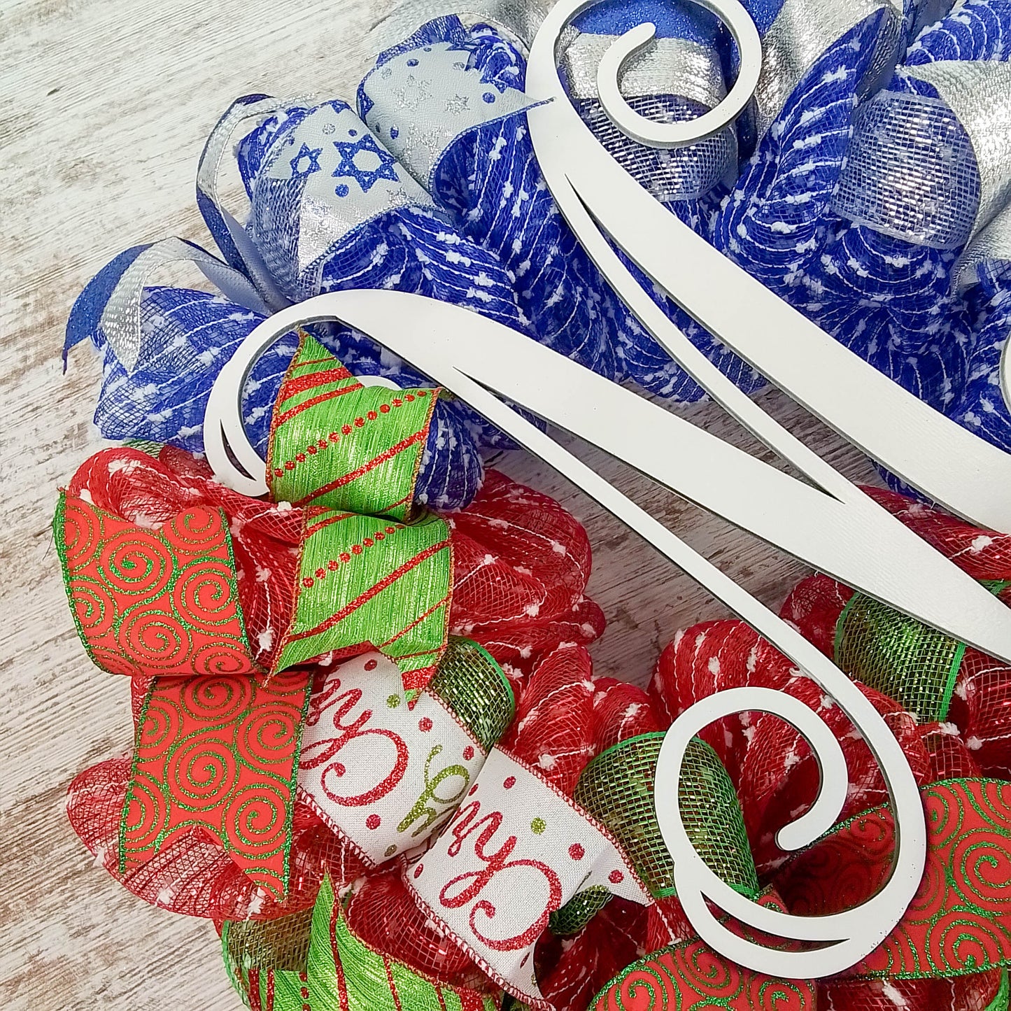 Christmas Hanukkah House Divided Wreath