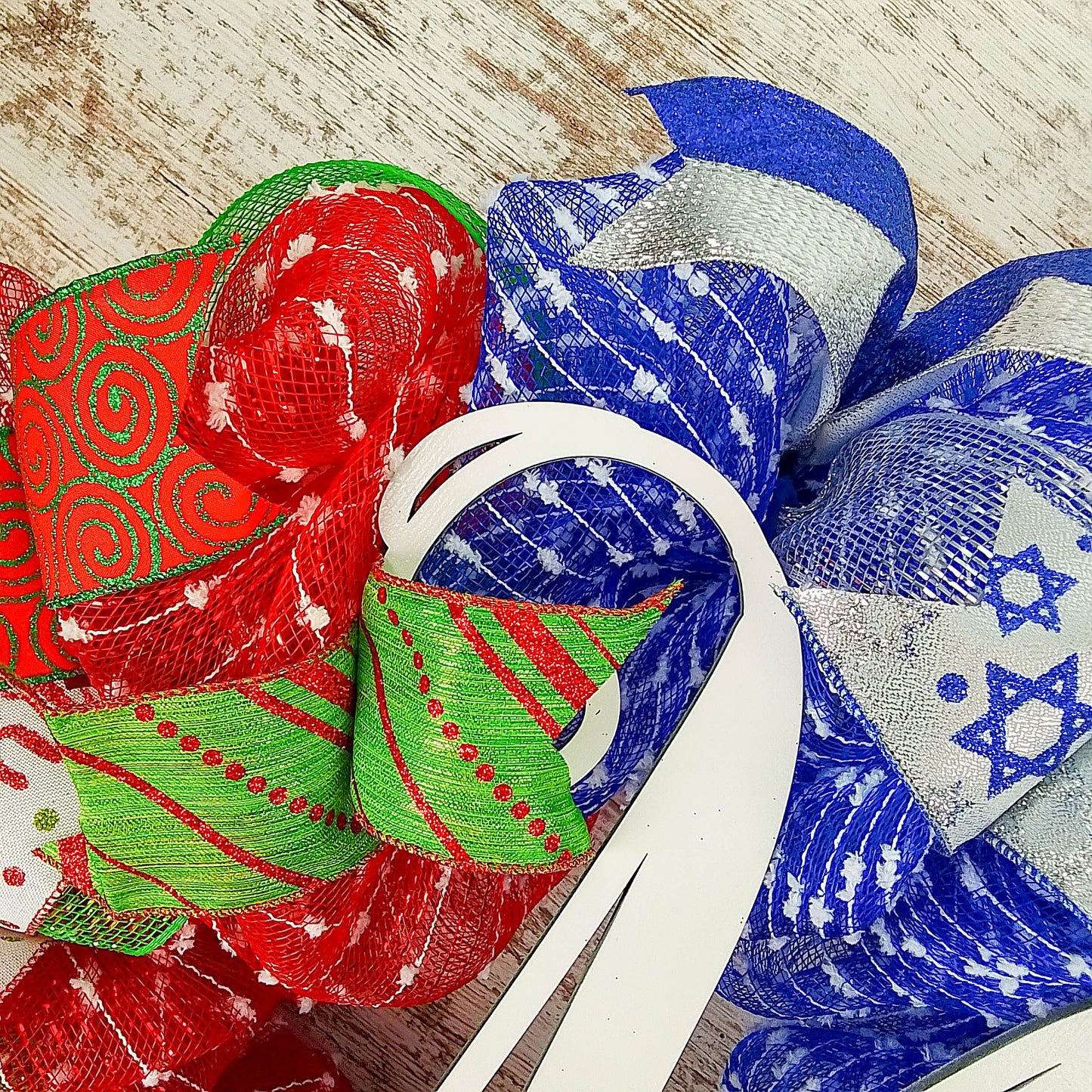 Christmas Hanukkah House Divided Wreath