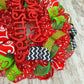 Candy Cane Whimsical Christmas Wreath | Red White Black Lime Green