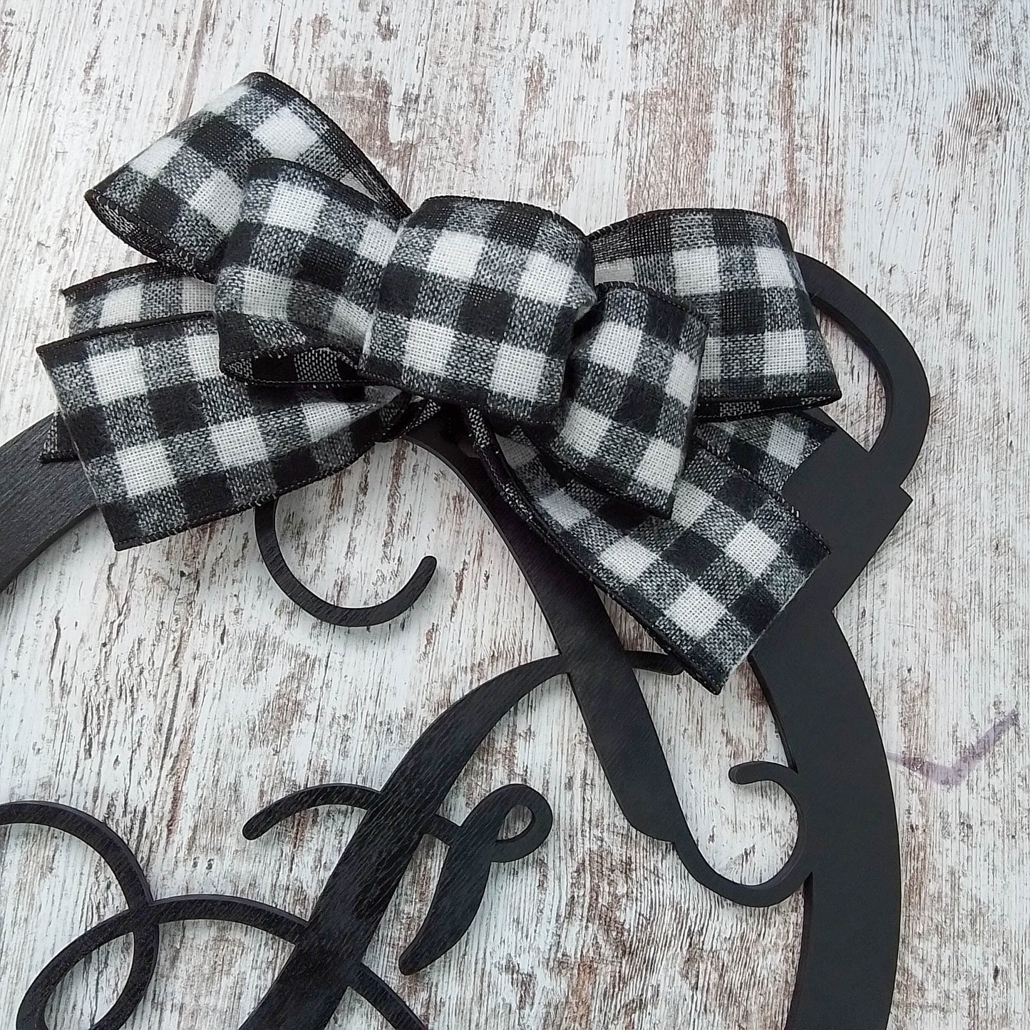 Buffalo Plaid Monogram Decor | Christmas Ornament Initial Door Hanger