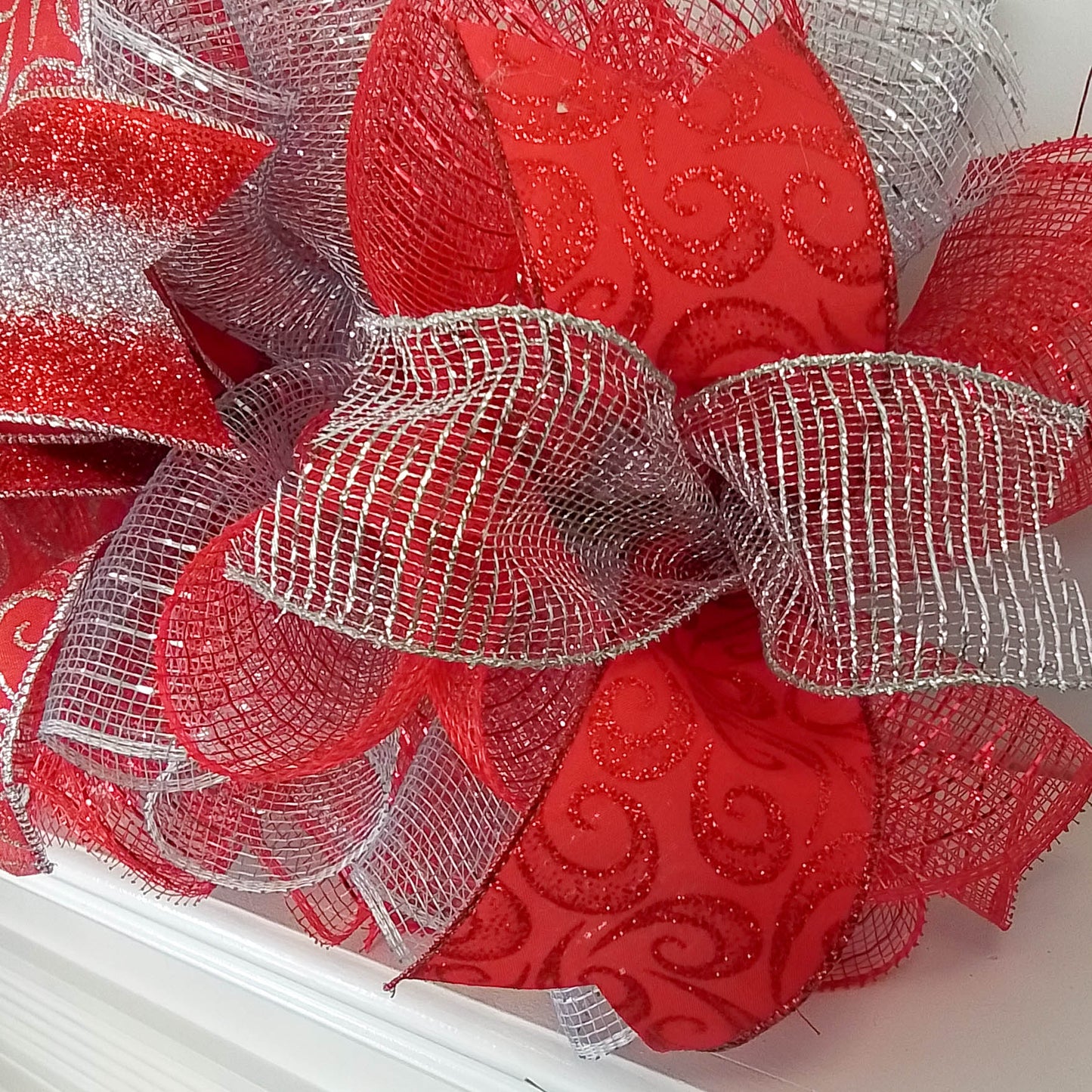 Red Garland, Christmas Garland for Staircase : Red Silver