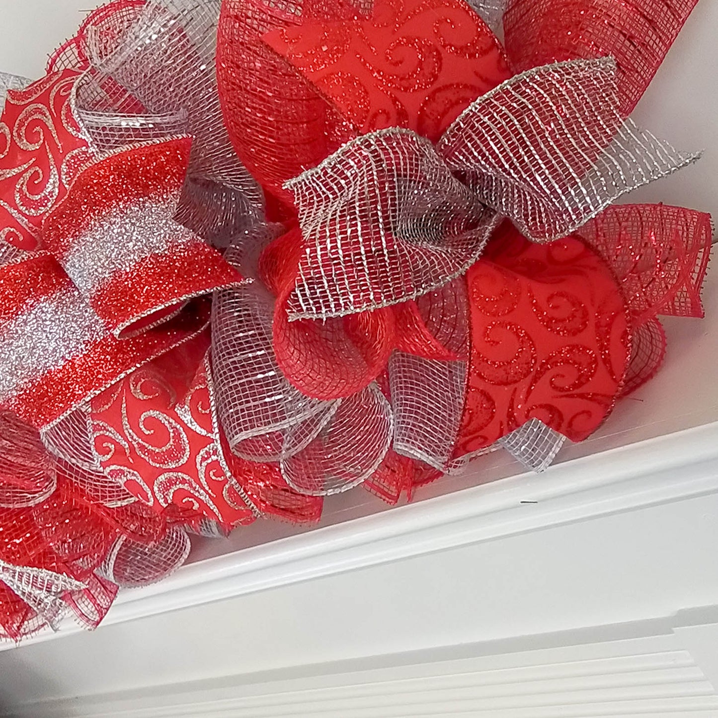 Red Garland, Christmas Garland for Staircase : Red Silver