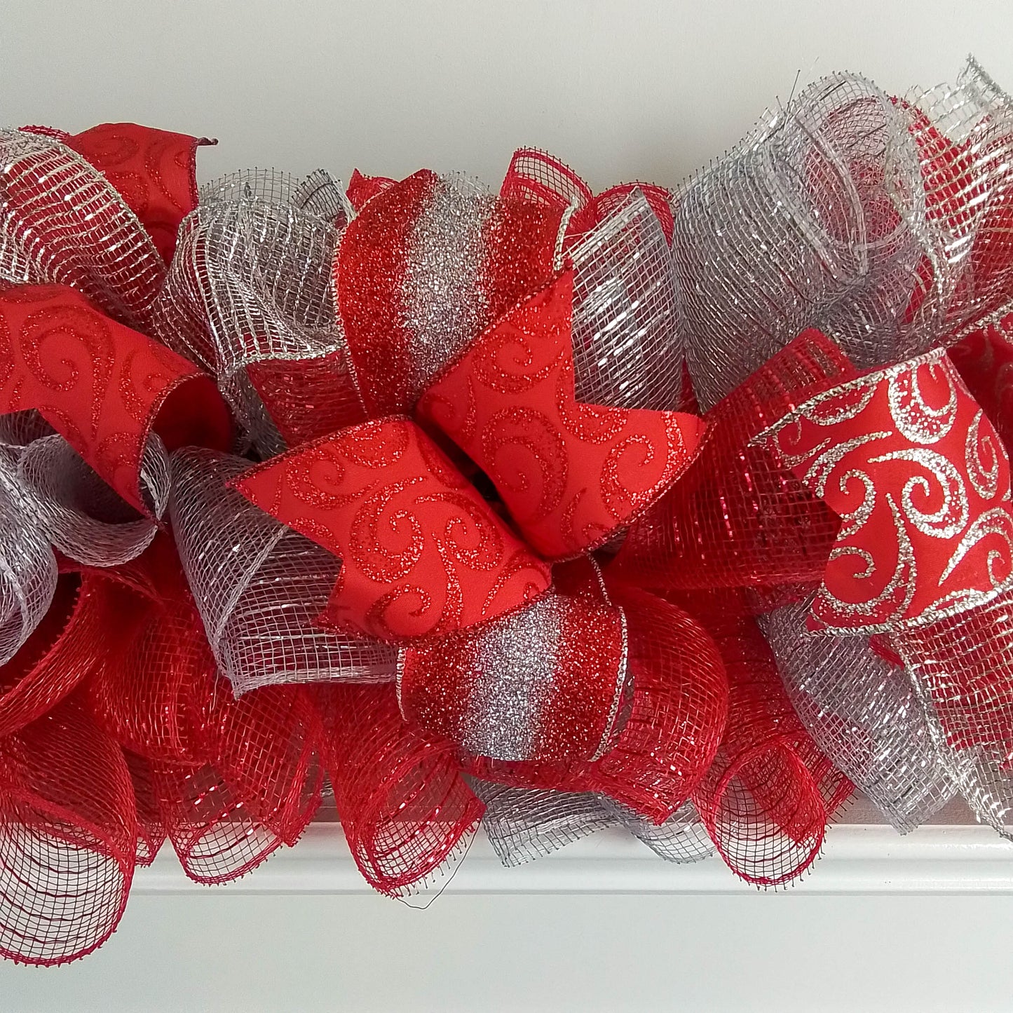 Red Garland, Christmas Garland for Staircase : Red Silver