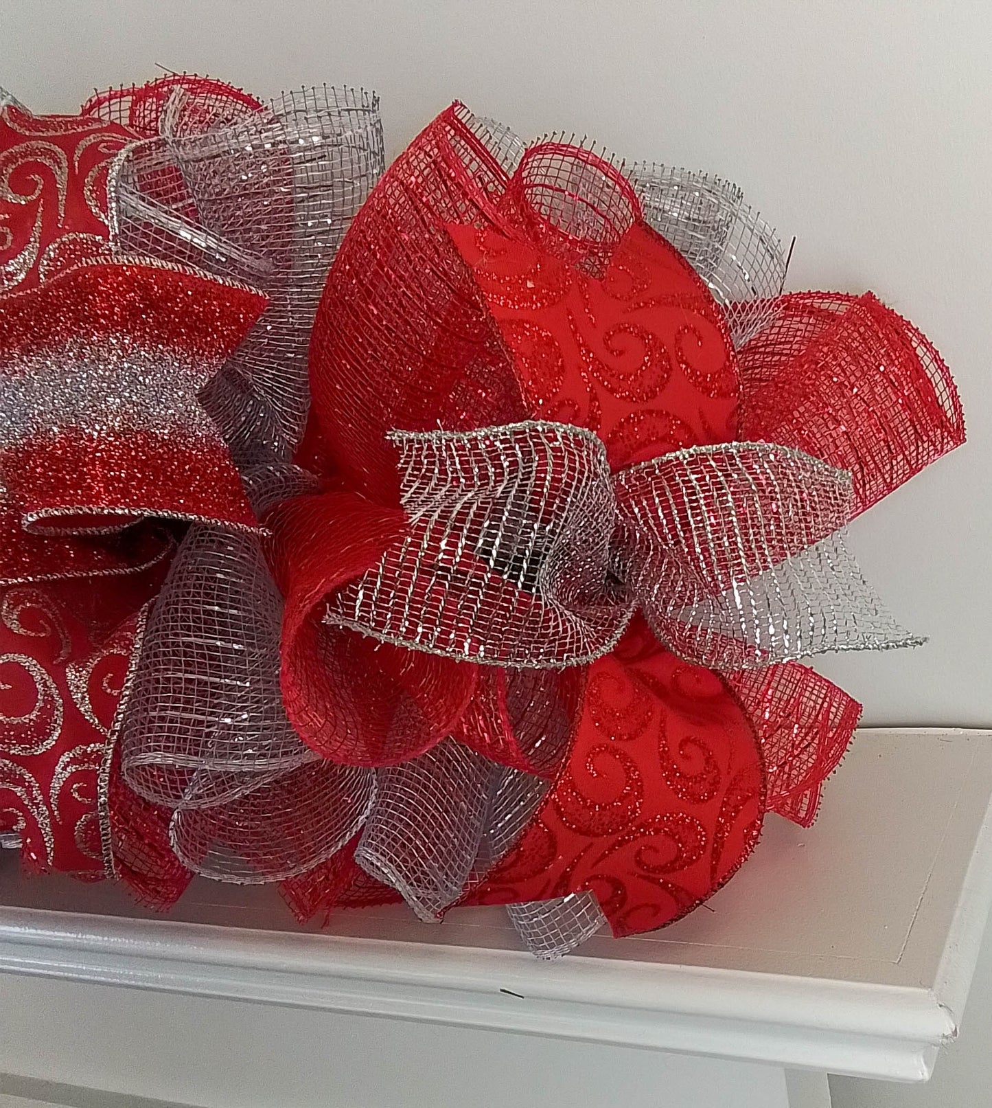 Red Garland, Christmas Garland for Staircase : Red Silver