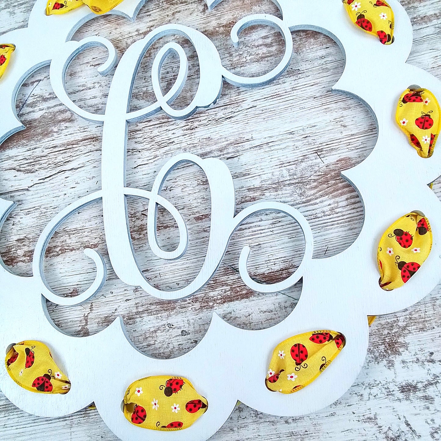 Decorative Ladybug Wreath, Personalized Letter Home Decor, Spring and Summer Seasonal Decoration