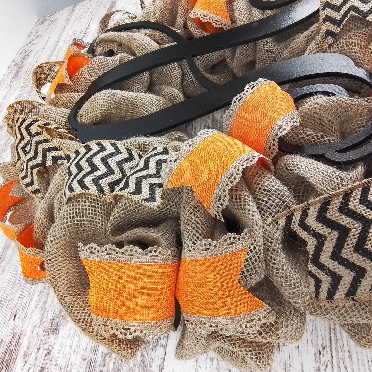 Natural Burlap Wreath, Rustic Home Decor, Personalized Monogram Door Hanging