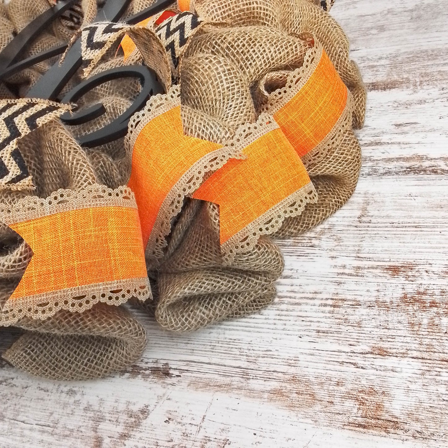 Natural Burlap Wreath, Rustic Home Decor, Personalized Monogram Door Hanging