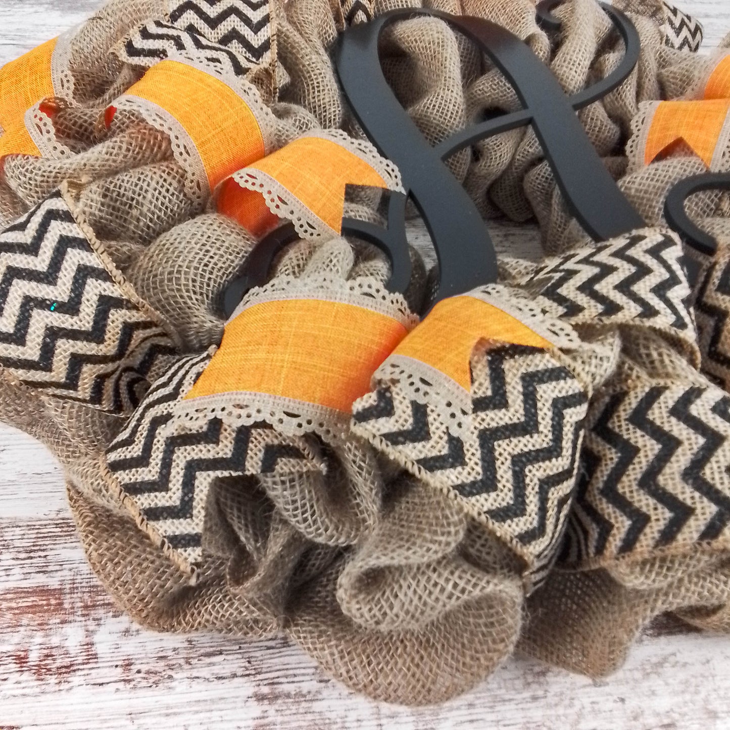 Natural Burlap Wreath, Rustic Home Decor, Personalized Monogram Door Hanging
