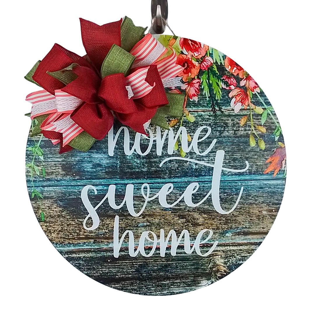 Home Sweet Home Door Hanger - Thin Storm Door Decor - Mothers Day Gift for Mom - Rustic Door Accessory