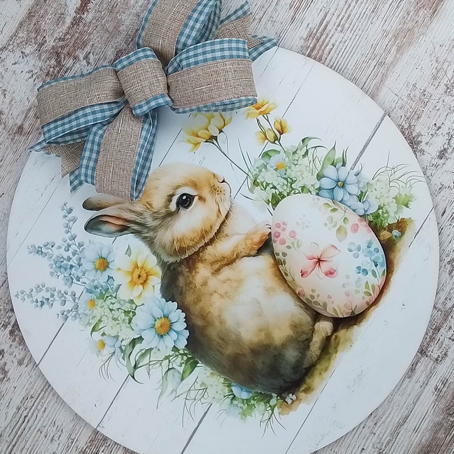 Easter Floral Door Hanger, Mother's Day Gift, Pastel Bunny Decoration