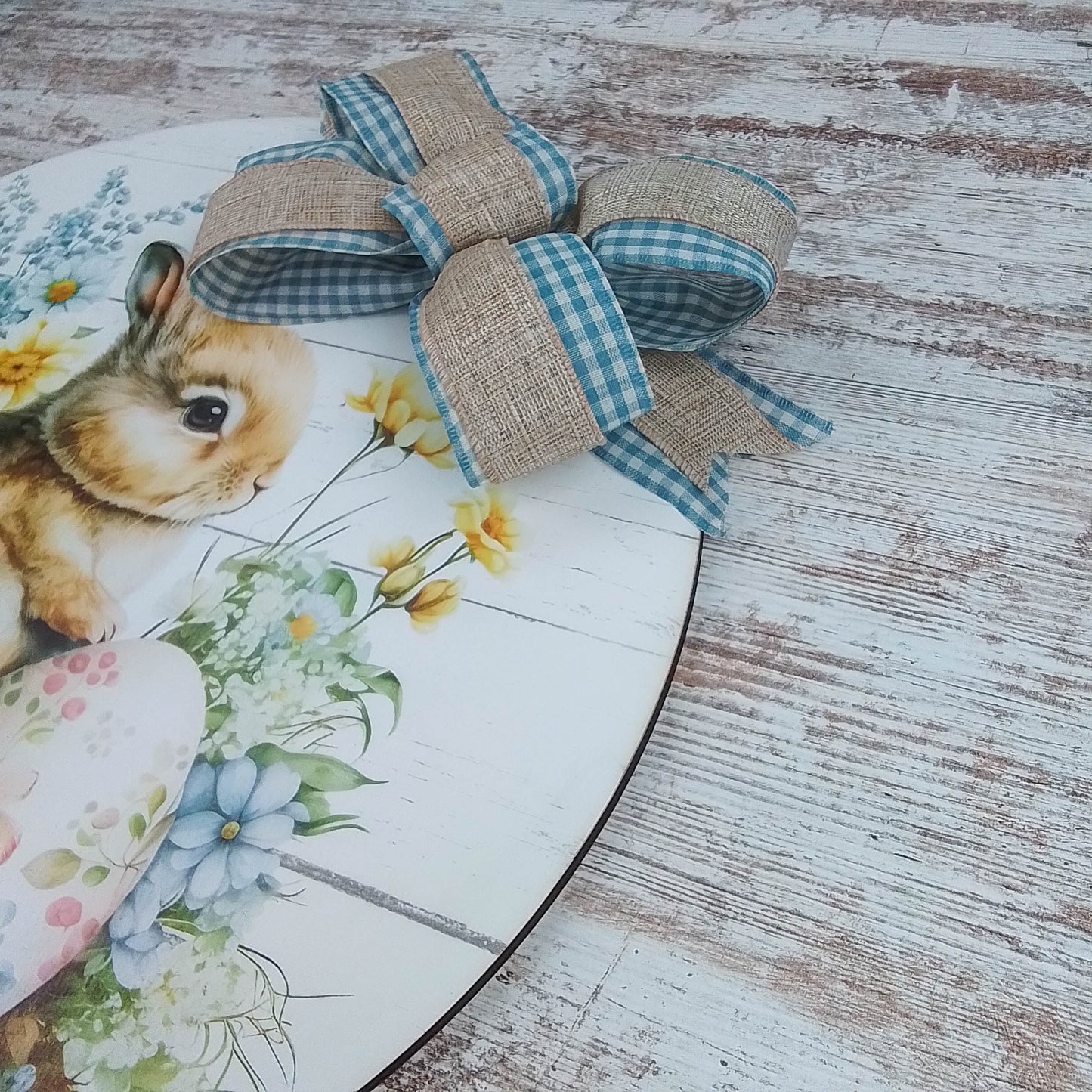 Easter Floral Door Hanger, Mother's Day Gift, Pastel Bunny Decoration