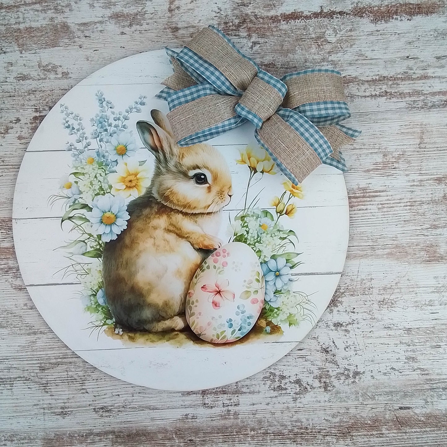 Easter Floral Door Hanger, Mother's Day Gift, Pastel Bunny Decoration