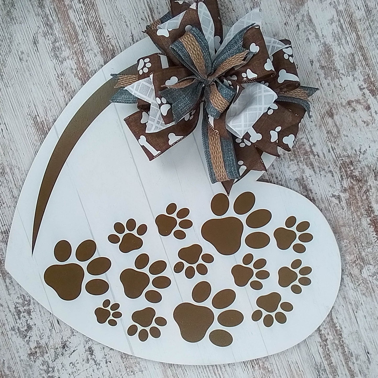 Dog Lover Gift, Heart Shaped Door Hanger, Paw Print Decor