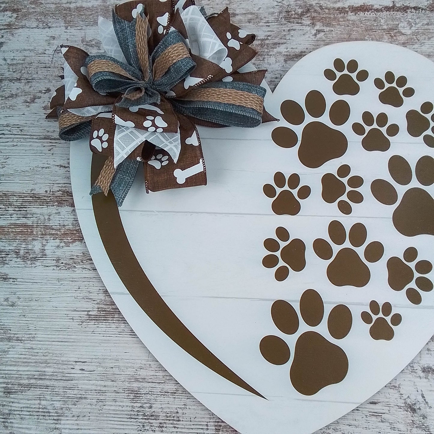 Dog Lover Gift, Heart Shaped Door Hanger, Paw Print Decor