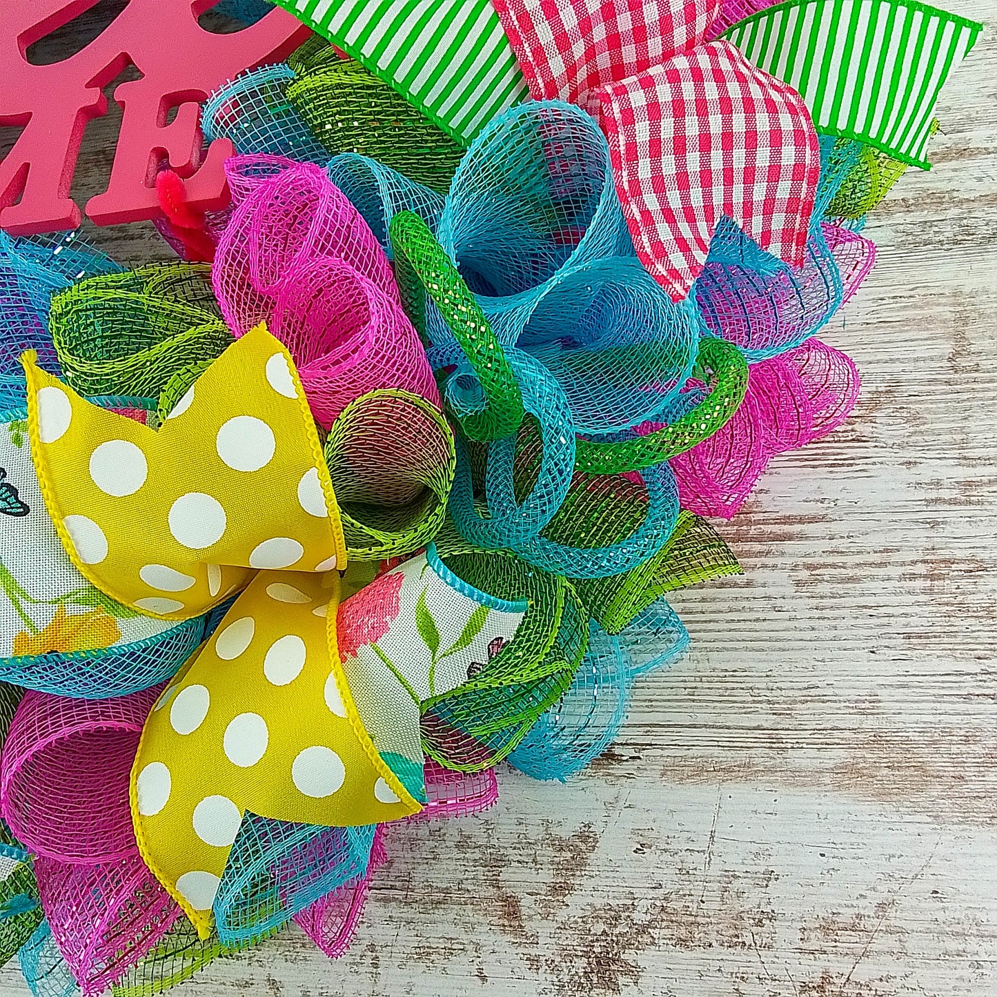 Colorful Ribbon Wreath, Home Sweet Home Decor, Housewarming Gift Idea