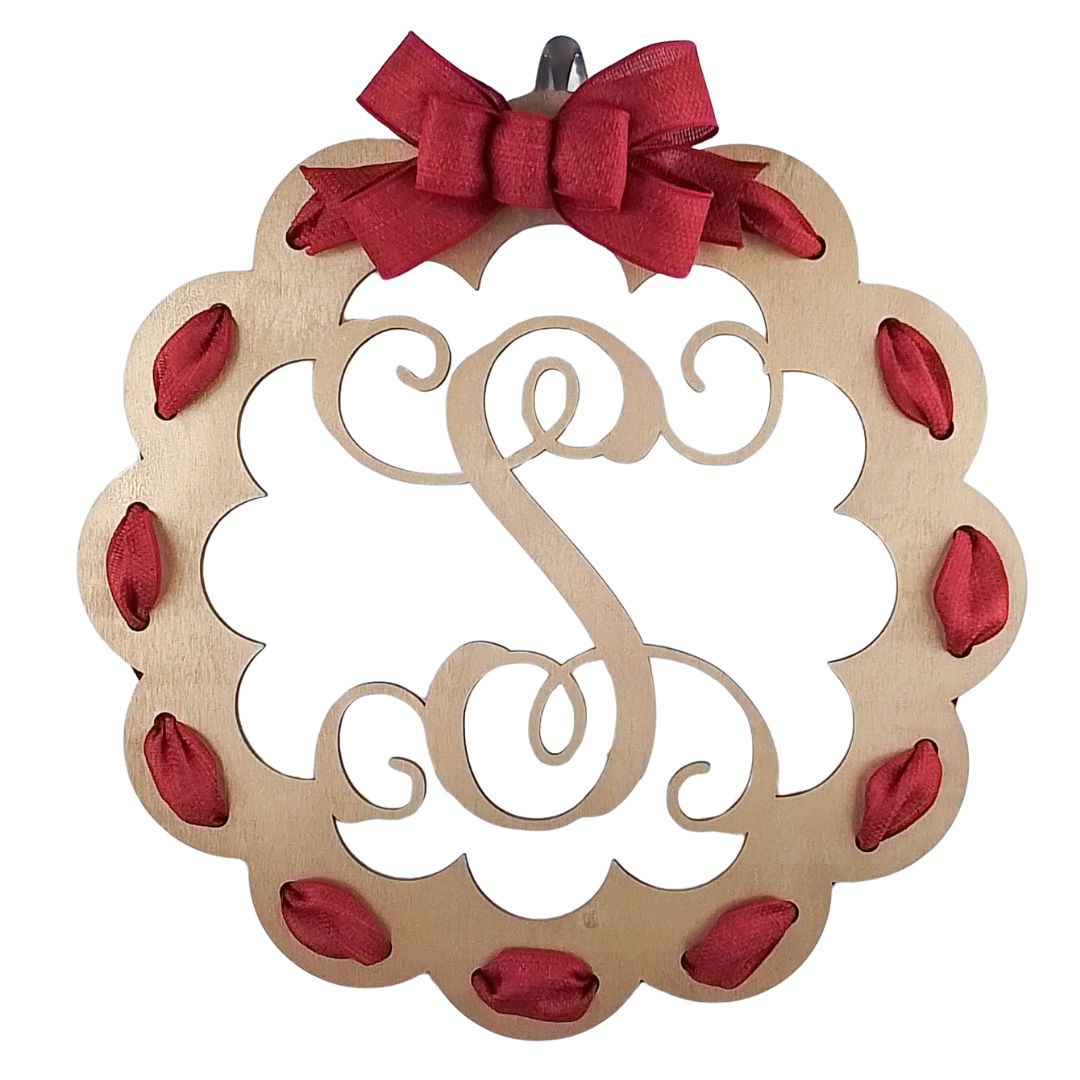Birch Wood Door Hanger, Scalloped Edge Design, Letter Home Décor