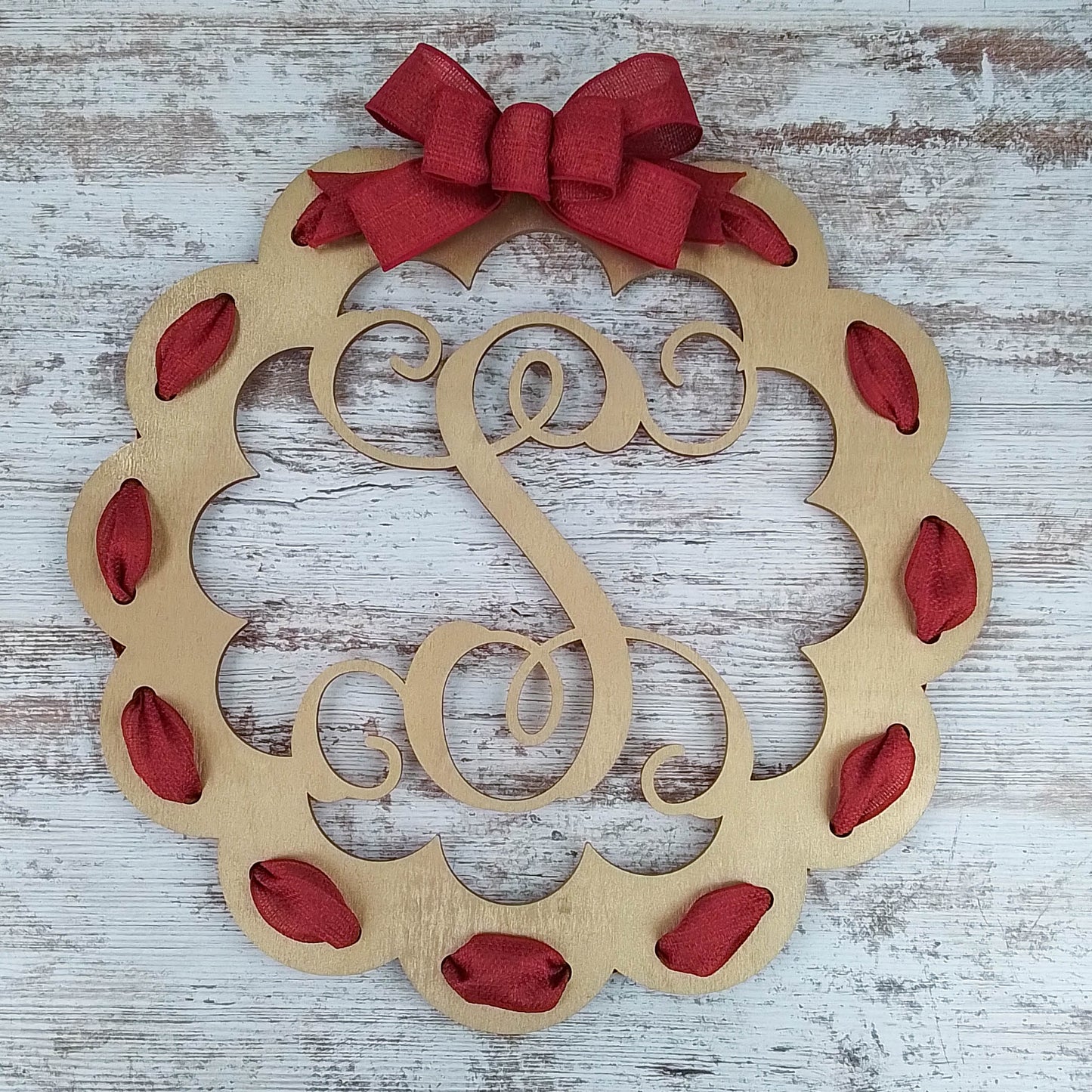 Birch Wood Door Hanger, Scalloped Edge Design, Letter Home Décor