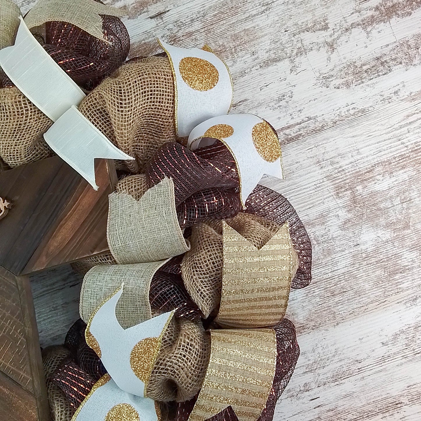Elegant Burlap & Deco Mesh Cross Wreath – Rustic Christian Door Décor